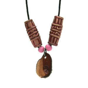 Standard necklace black wax cord and red homemade beads
