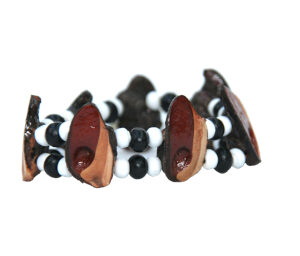 double-stranded elastic bracelet in black and white