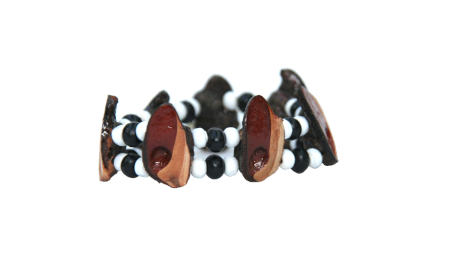 double-stranded elastic bracelet in black and white