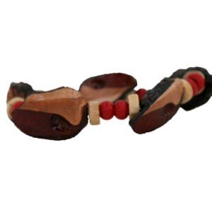 Red and creme colored bracelet on a single strand