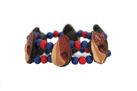 double strand bracelet in navy blue and red