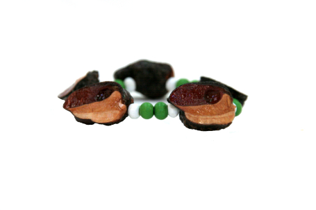single strand elastic bracelet in green and white
