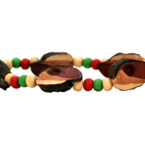 Single strand elastic bracelet in red, yellow and creme