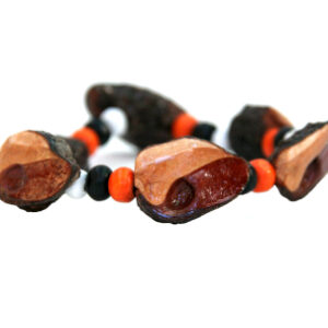 elastic bracelet in black, orange and white beads