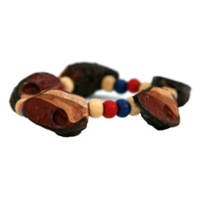 elastic bracelet in navy blue, creme and red
