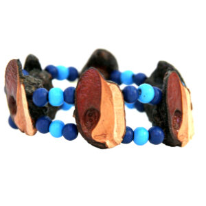 tiffany double-stranded beaded bracelet in navy blue and sky blue