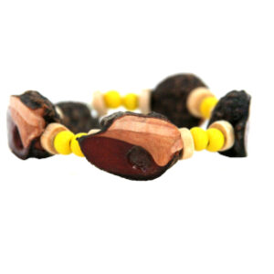 single strand elastic bracelet in yellow and creme