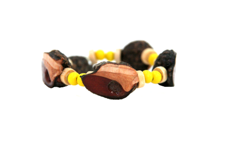 single strand elastic bracelet in yellow and creme