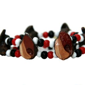 elastic bracelet red, black and white beads