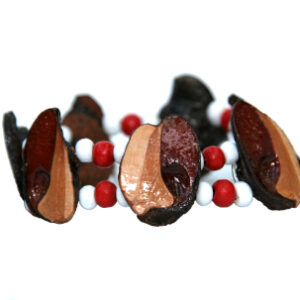 double strand bracelet. red and white beads