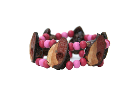 allpink double-stranded bracelet. pink and maroon